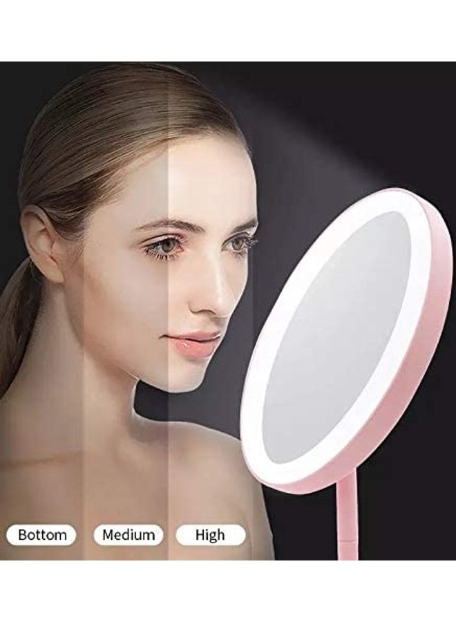 Rechargeable LED Light Vanity Cosmetic Mirror Pink 27cm