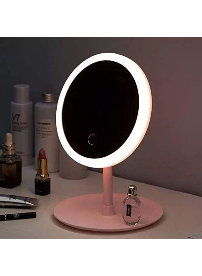 Rechargeable LED Light Vanity Cosmetic Mirror Pink 27cm