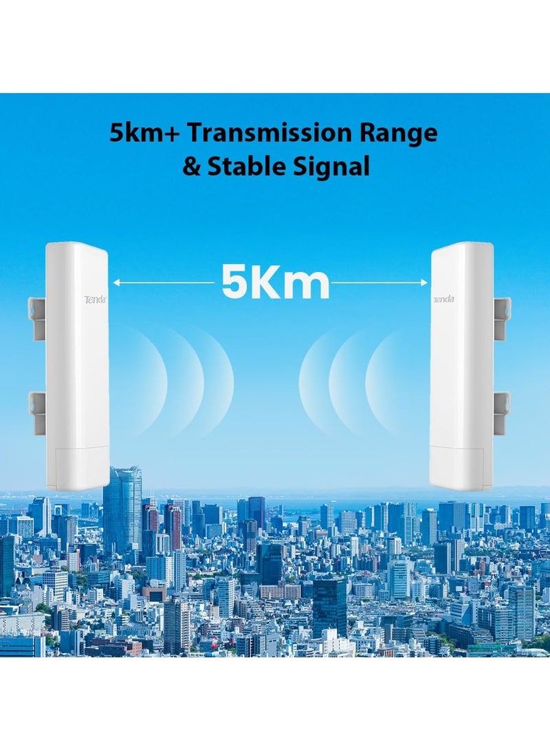 O3 5km Point to Point Outdoor CPE Access Point Wi-Fi 2.4GHz, 150Mbps, Passive PoE, IP64 Waterproof Enclosure, 6000V Lightning Protection(O3 2Pcs) White O3 Pairs(2pcs)