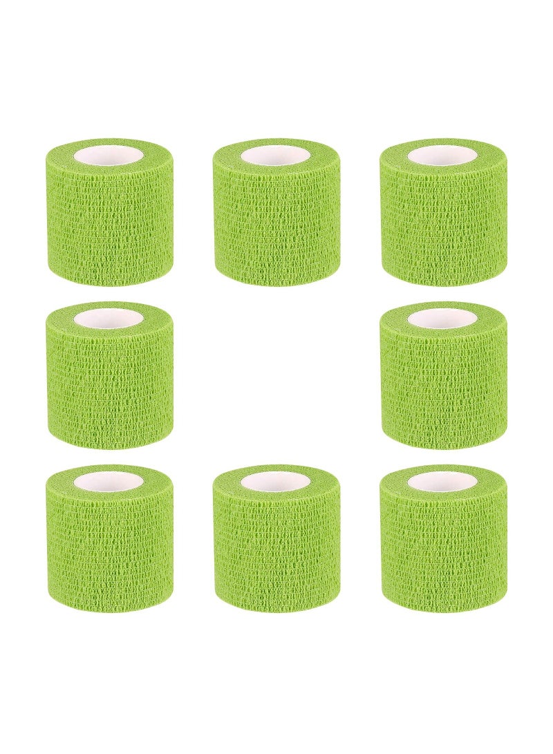 8 Pack Self Adhesive Bandage Wrap 2”x 5 Yards - Breathable Cohesive Elastic Wrap for Sports Injuries, Wrist, Knee, Ankle Sprains (Green) - Ideal for Athletes