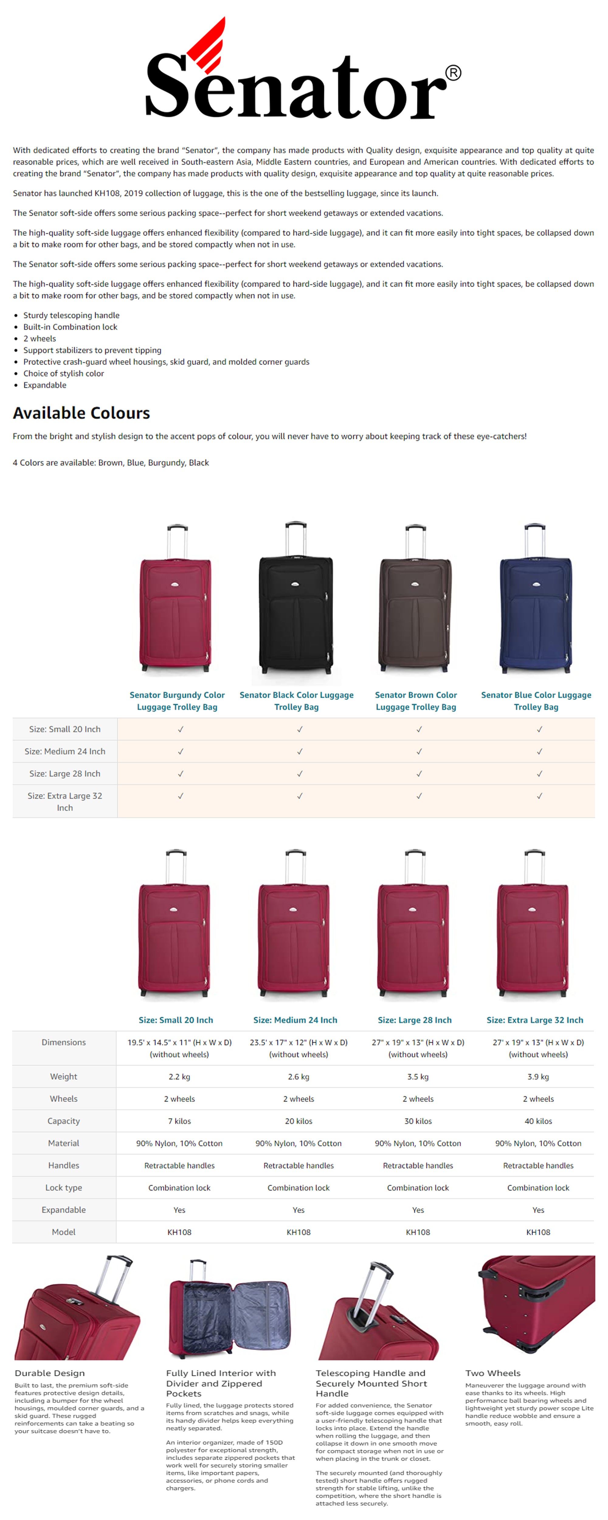 Soft Shell Cabin Size Luggage Trolley Expandable Ultra Lightweight Suitcase With 2 Wheels Burgundy