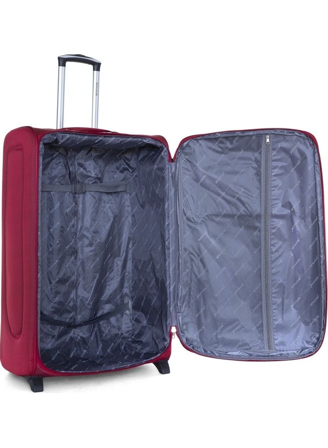 Soft Shell Cabin Size Luggage Trolley Expandable Ultra Lightweight Suitcase With 2 Wheels Burgundy
