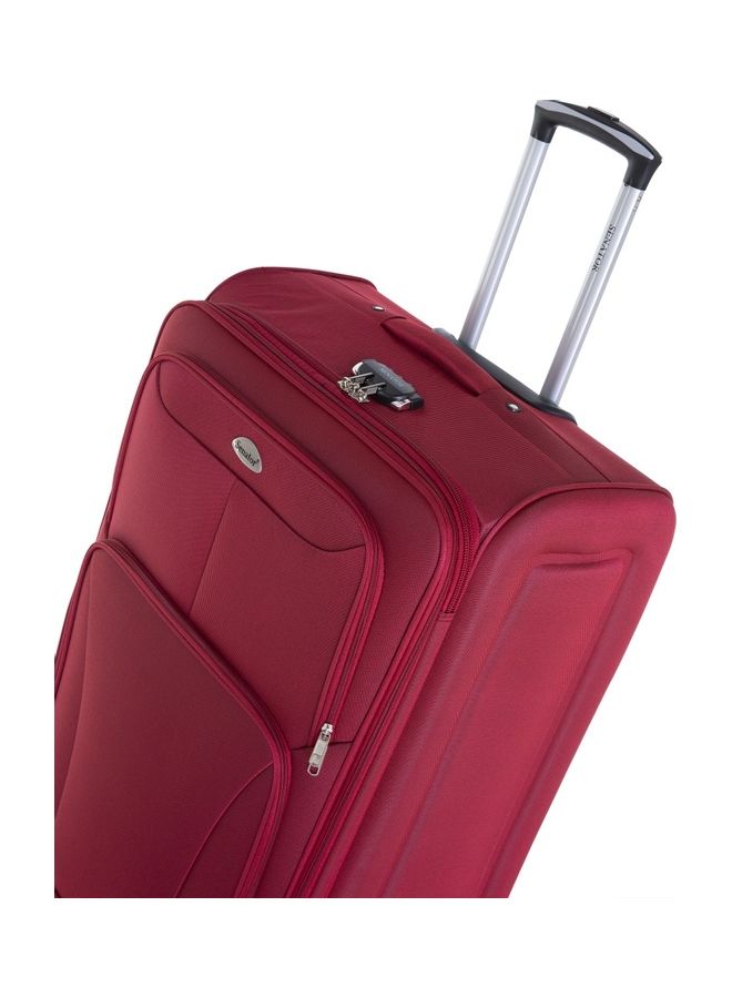 Soft Shell Cabin Size Luggage Trolley Expandable Ultra Lightweight Suitcase With 2 Wheels Burgundy