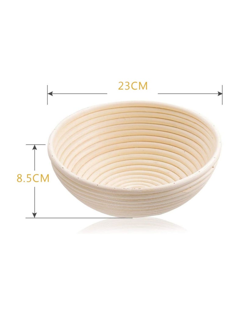 Bread Proofing Basket Round Sourdough Proofing Basket Bread Proofing Bowls for Rising and Baking Dough Proofing Rising Rattan Basket and Linen Liner Cloth for Home Bakers 23*8CM