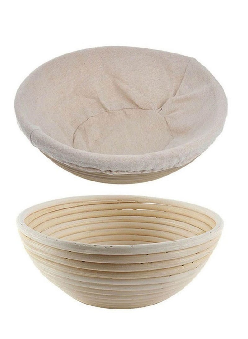 Bread Proofing Basket Round Sourdough Proofing Basket Bread Proofing Bowls for Rising and Baking Dough Proofing Rising Rattan Basket and Linen Liner Cloth for Home Bakers 23*8CM