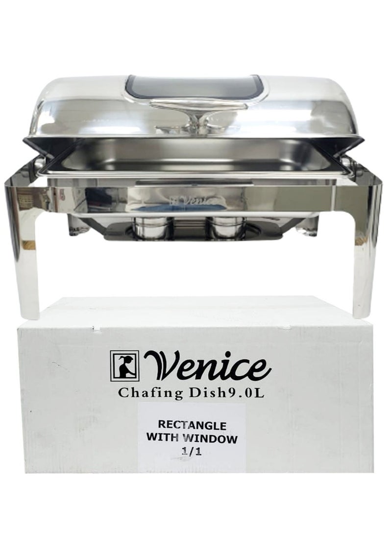 Roll Top Chafing Dish  With Window Silver 9 Ltr