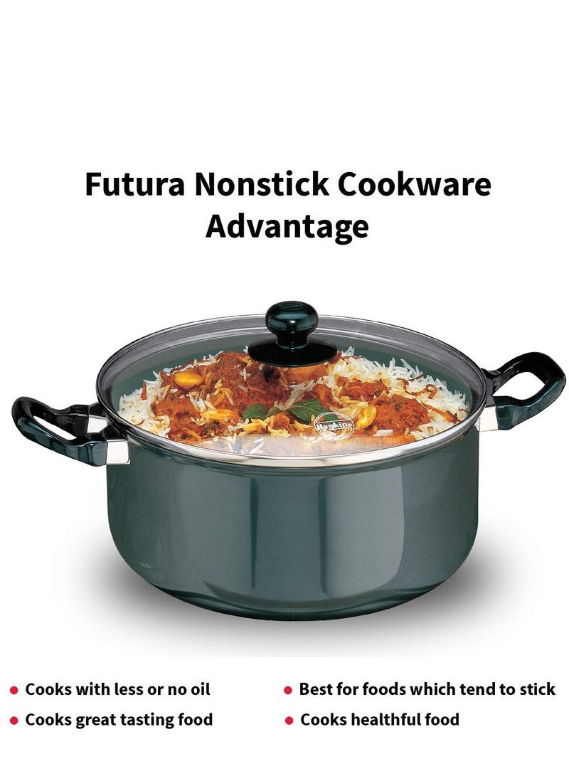 Hawkins Futura 5 Litre Cook n Serve Stewpot, Non Stick Pot with Glass Lid, Cooking Pot with Lid, Black (NST50G)