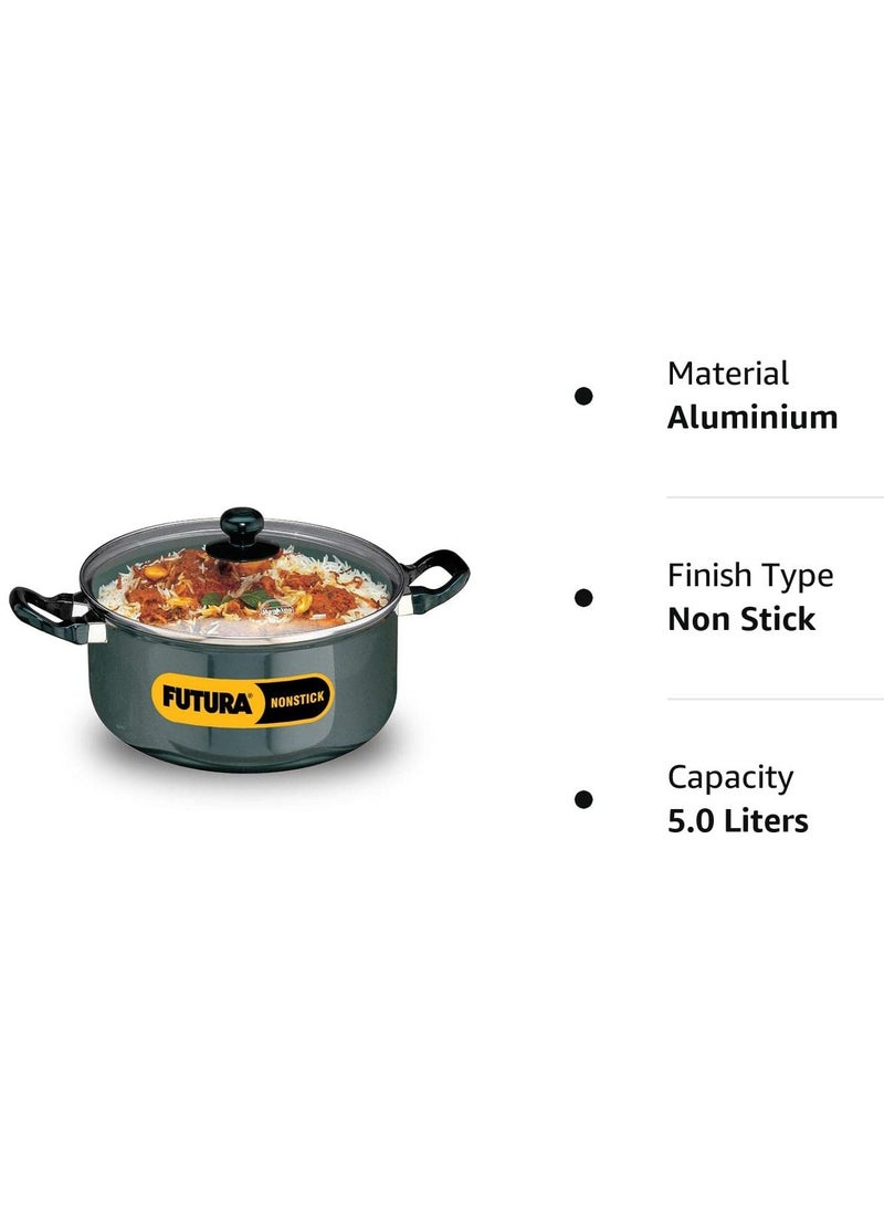 Hawkins Futura 5 Litre Cook n Serve Stewpot, Non Stick Pot with Glass Lid, Cooking Pot with Lid, Black (NST50G)