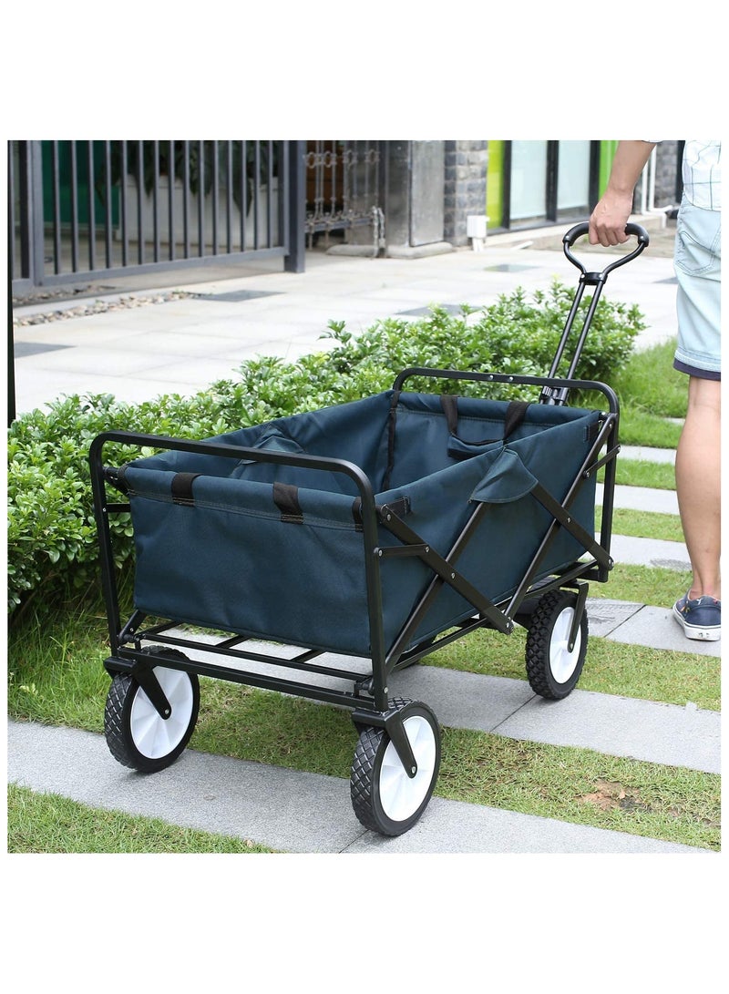 Foldable Portable Heavy Duty Hand Truck Wagon Trolley Utility Cart Transport 85 KG Load Capacity for Outdoor Camping Picnic Garden Grocery Shopping Beach Park