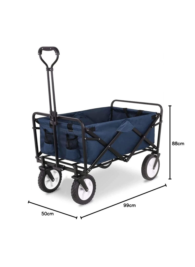 Foldable Portable Heavy Duty Hand Truck Wagon Trolley Utility Cart Transport 85 KG Load Capacity for Outdoor Camping Picnic Garden Grocery Shopping Beach Park