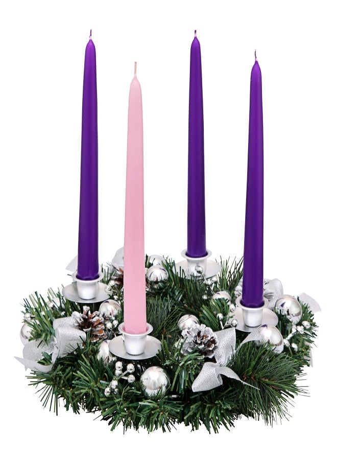 Elite Holiday Products Elite Products Advent Candle Set. Made in The USA Self Fitting End. Premium Hand Dipped Candles  Dripless  4 Pack - 3 Purple  2 Pink