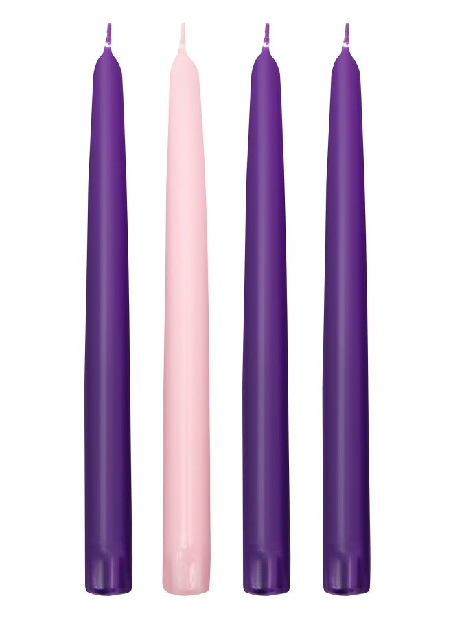 Elite Holiday Products Elite Products Advent Candle Set. Made in The USA Self Fitting End. Premium Hand Dipped Candles  Dripless  4 Pack - 3 Purple  2 Pink