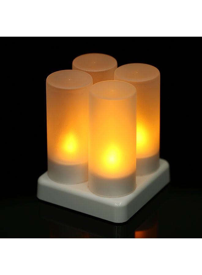 4 Piece Rechargeable LED Candles Lights With Remote Control Frosted Cups White 0.34kg