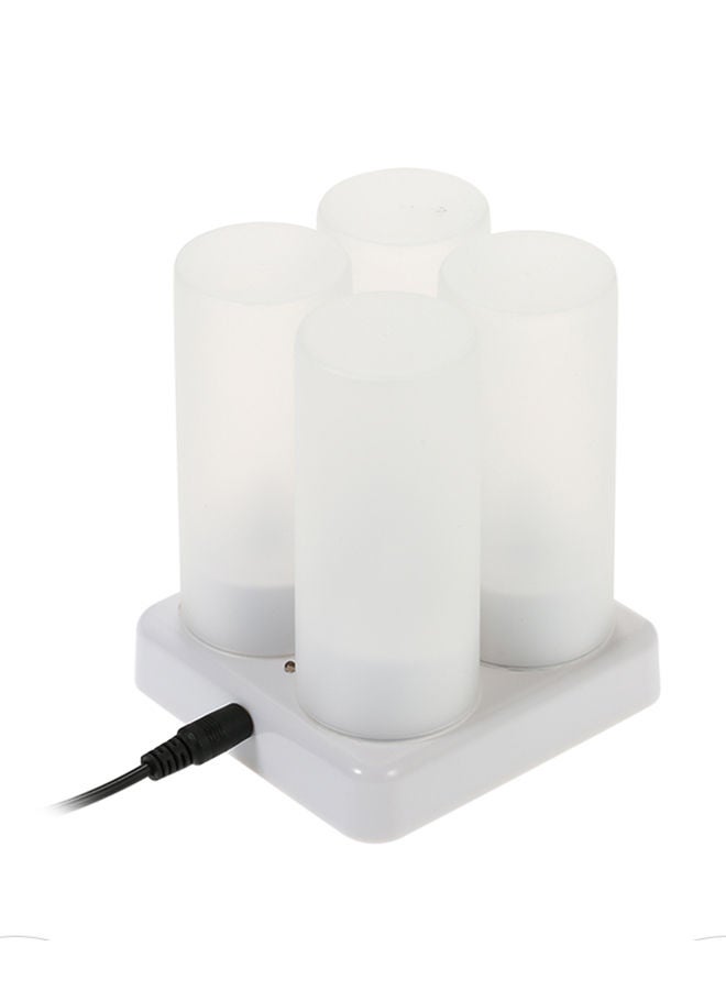 4 Piece Rechargeable LED Candles Lights With Remote Control Frosted Cups White 0.34kg
