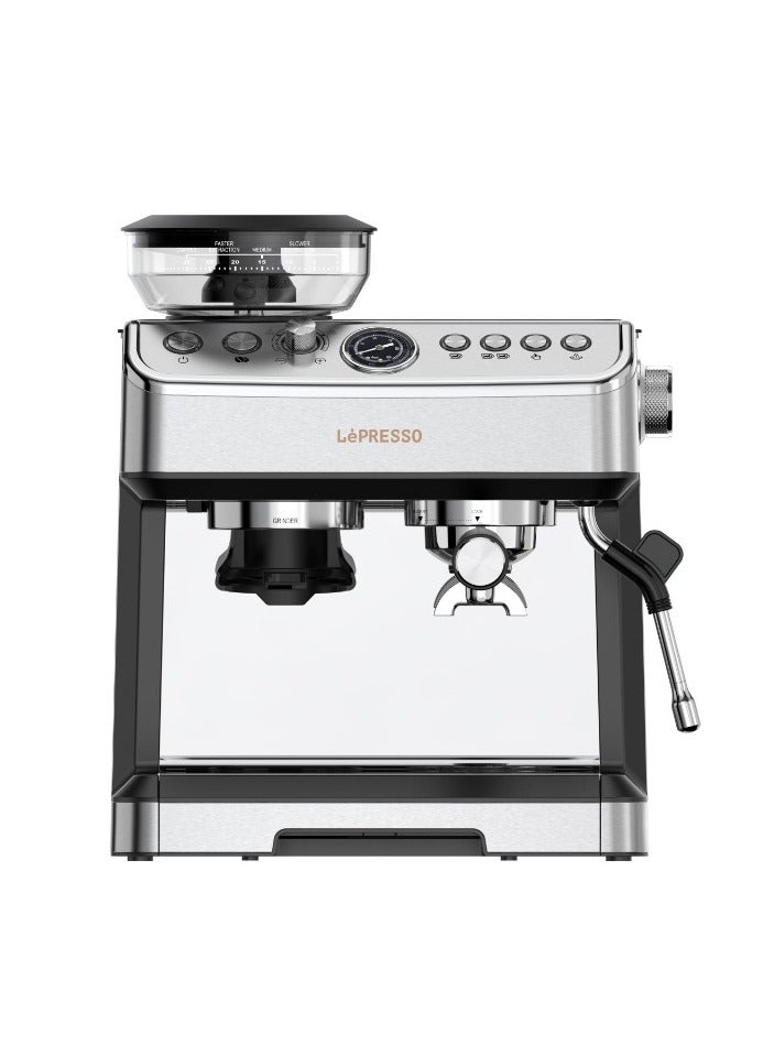 Advanced Espresso Coffee Machine with Bean Grinder Coffee Maker / 20 Bar Pressure Coffee Maker / Cup Warmer / Milk Steamer / Multiple Brewing Coffee Machine - Silver