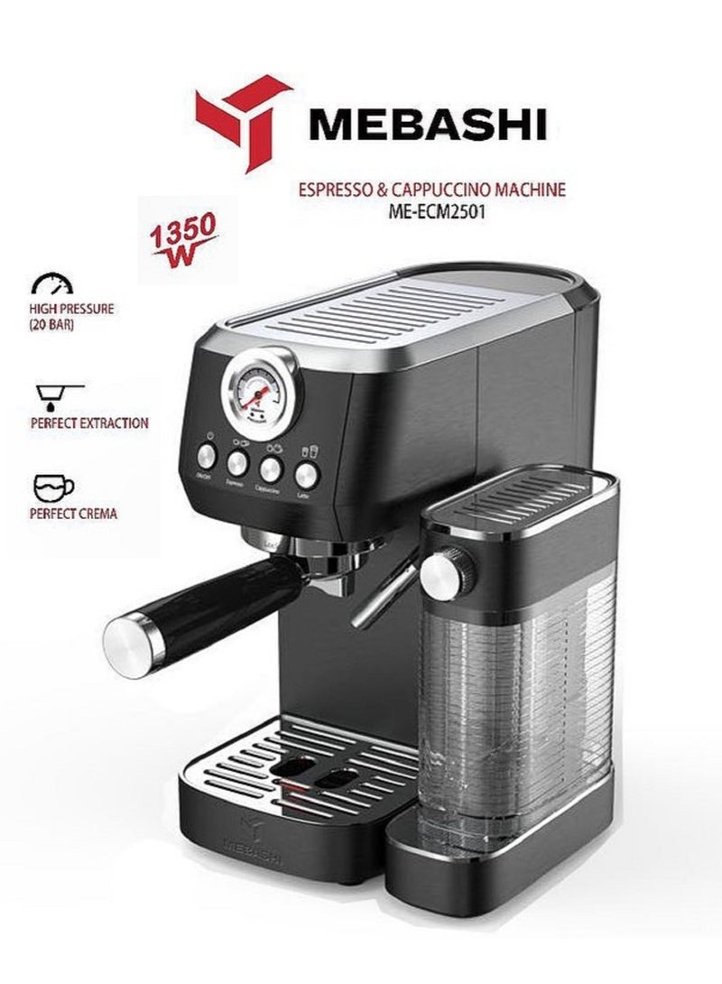 Espresso Coffee Machine With 20 Bar High Pressure 1350 W