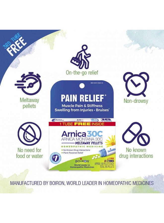 Arnica Montana 30C Homeopathic Medicine- 3 Count (240 Pellets)