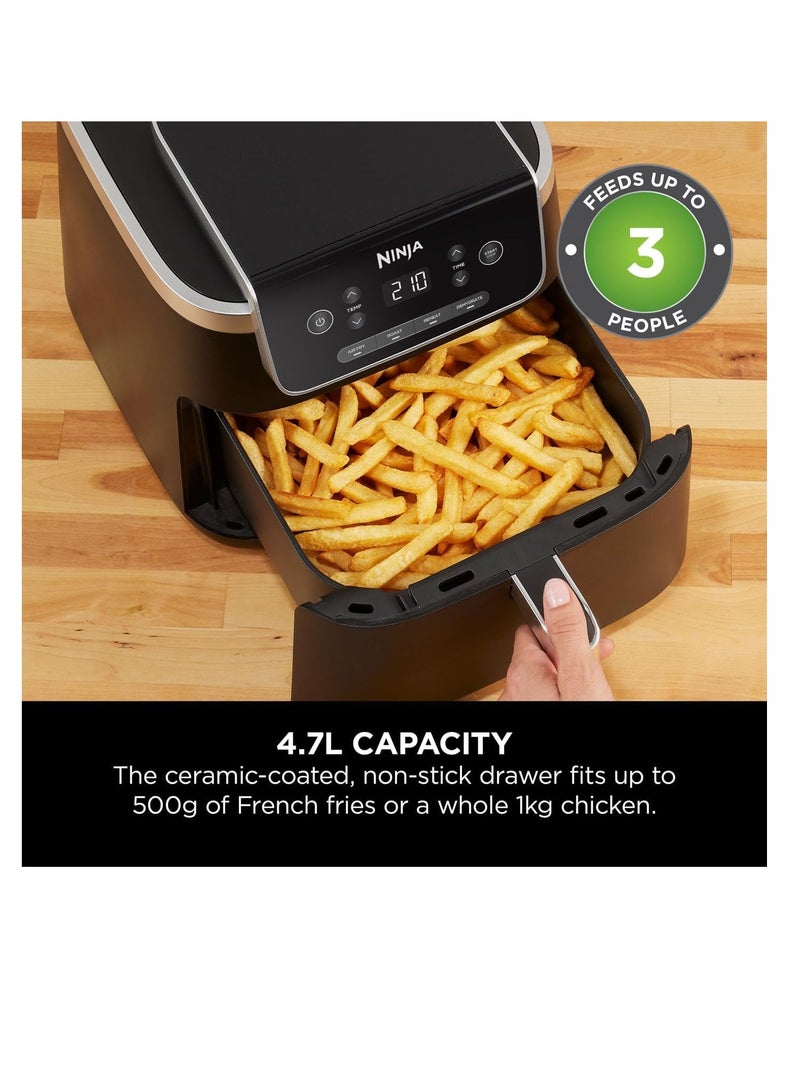 Air Fryer Pro 4.7L, Single Drawer, 4-in-1, Air Fry, Roast, Reheat, Dehydrate, Cooks 1-2 Portions, Digital, Cook From Frozen, Non-Stick Drawer & Crisper Basket 4.7 L 1500 W AF140ME Black