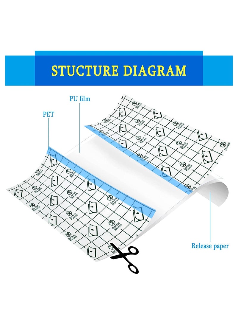 50 Waterproof Adhesive Bandages for Tattoos - 50 Pieces Transparent Stretch Film, Clear Tattoo Protection (4 x 4 Inch, 6 x 6 Inch)