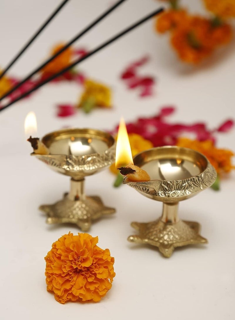Brass Kuber Kachua Diya Kuber Diyas for Puja Brass Diya for Decoration Pack of 2