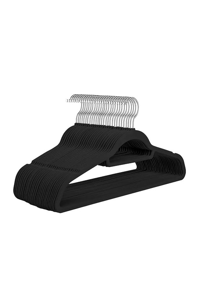 50-Piece Non-Slip Velvet 360 Degree Swivel Hangers Set Black