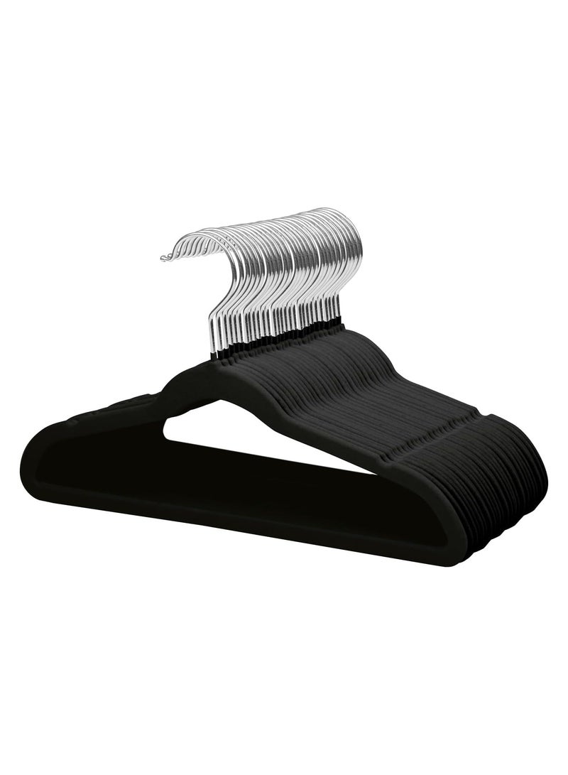 50-Piece Non-Slip Velvet 360 Degree Swivel Hangers Set Black
