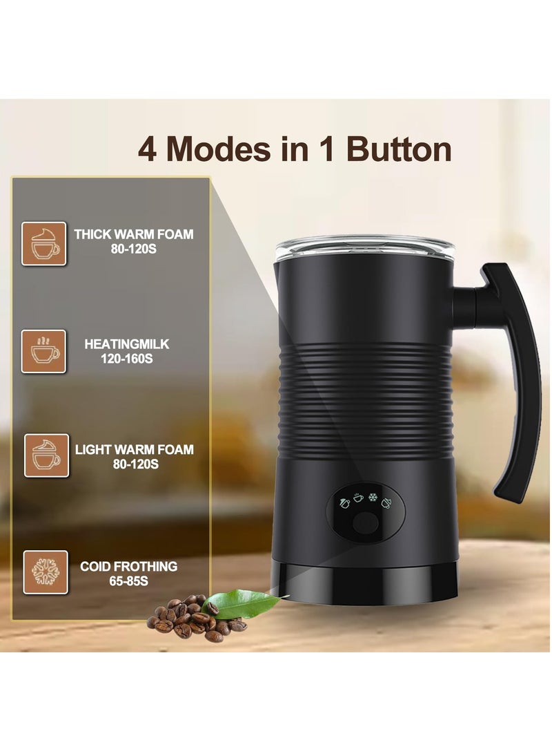 Electric Milk Frother, 4-in-1 Automatic Coffee Frother, 350ml Hot & Cold Milk Foamer, Maker Hot Chocolate Milk, 400W Auto Shut-Off for Coffee Latte Cappuccino Heating Milk -Silent Operation