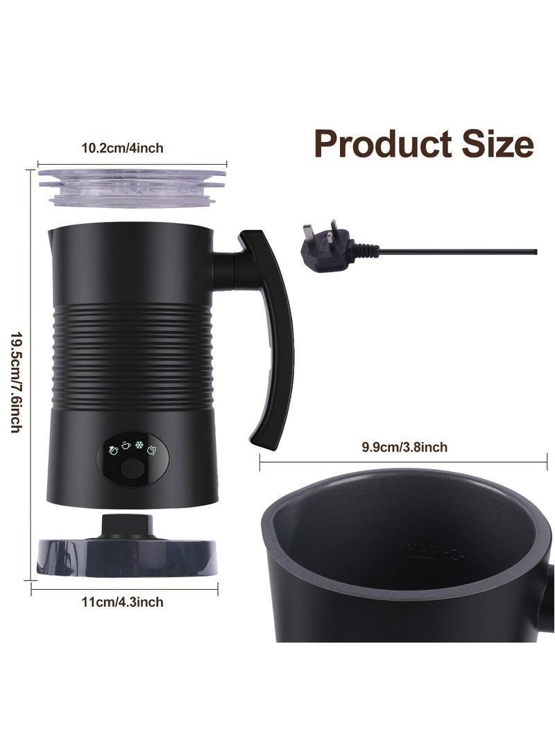 Electric Milk Frother, 4-in-1 Automatic Coffee Frother, 350ml Hot & Cold Milk Foamer, Maker Hot Chocolate Milk, 400W Auto Shut-Off for Coffee Latte Cappuccino Heating Milk -Silent Operation