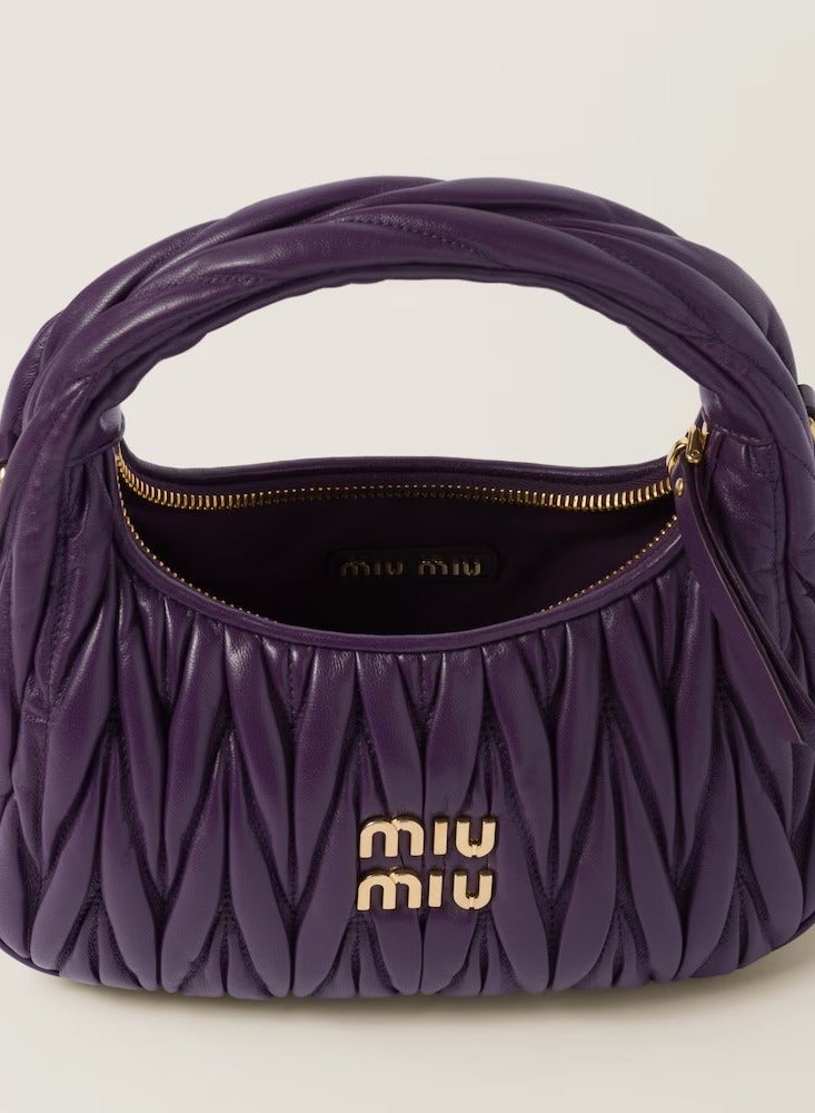 MIU Wander quilted nappa leather hobo Crossbody Shoulder Bag