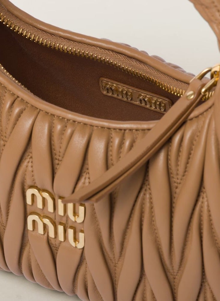 MIU Wander nappa leather hobo Shoulder Bag