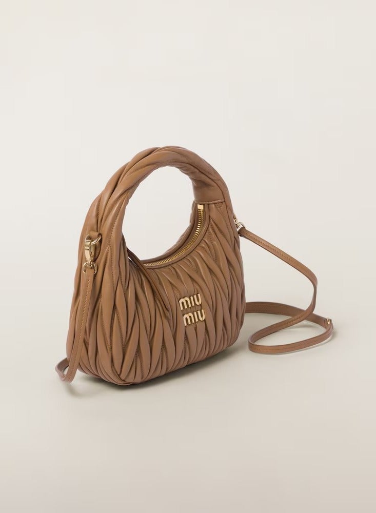 MIU Wander nappa leather hobo Shoulder Bag