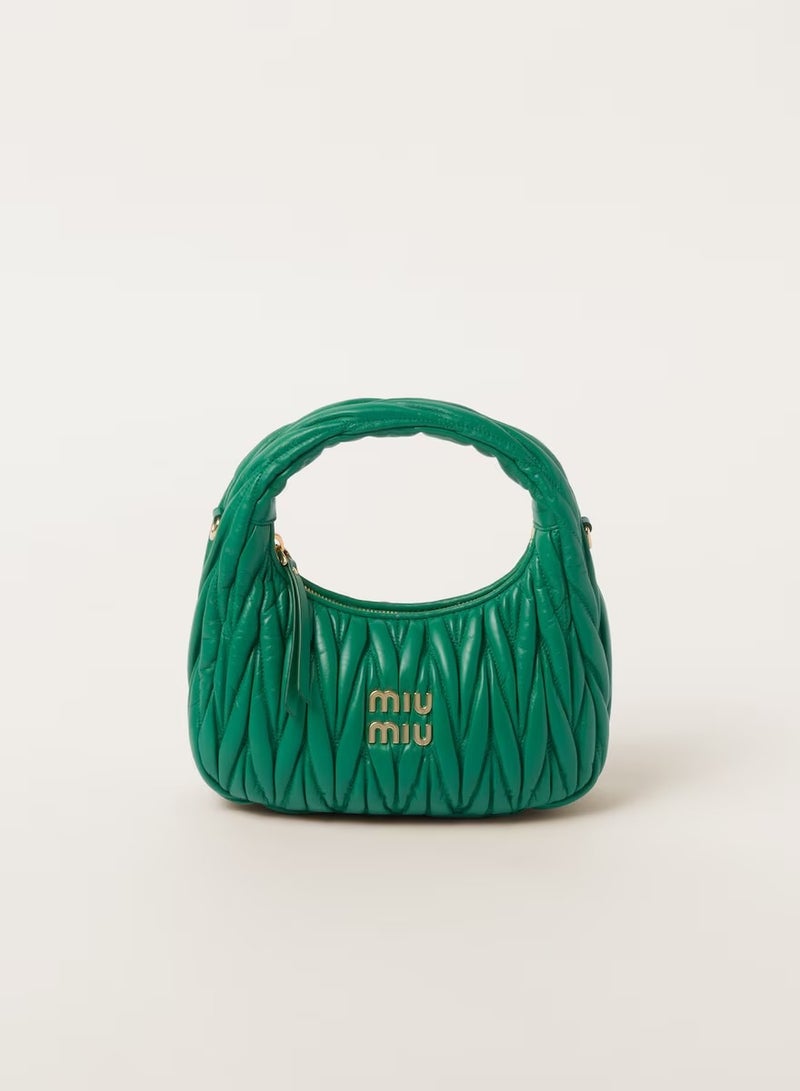 MIU Wander nappa leather hobo Shoulder Bag