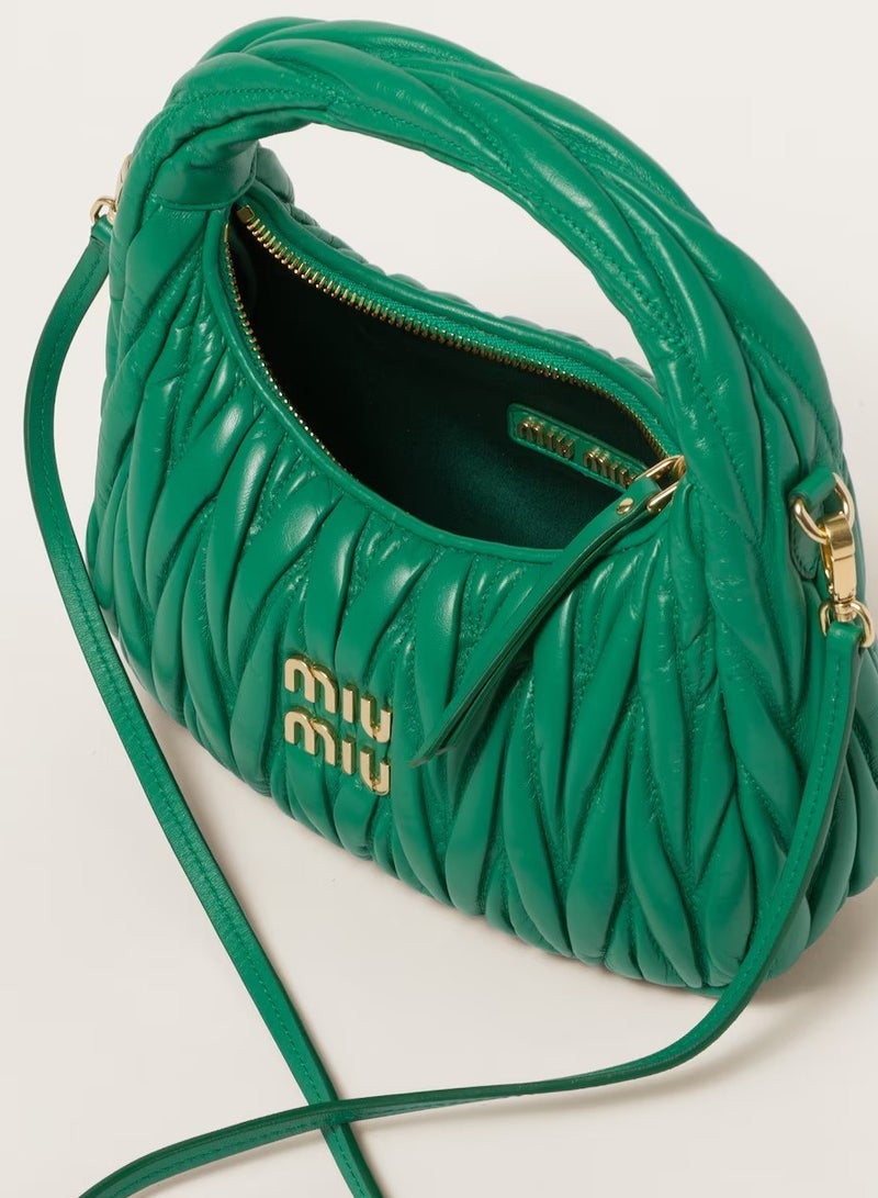 MIU Wander nappa leather hobo Shoulder Bag