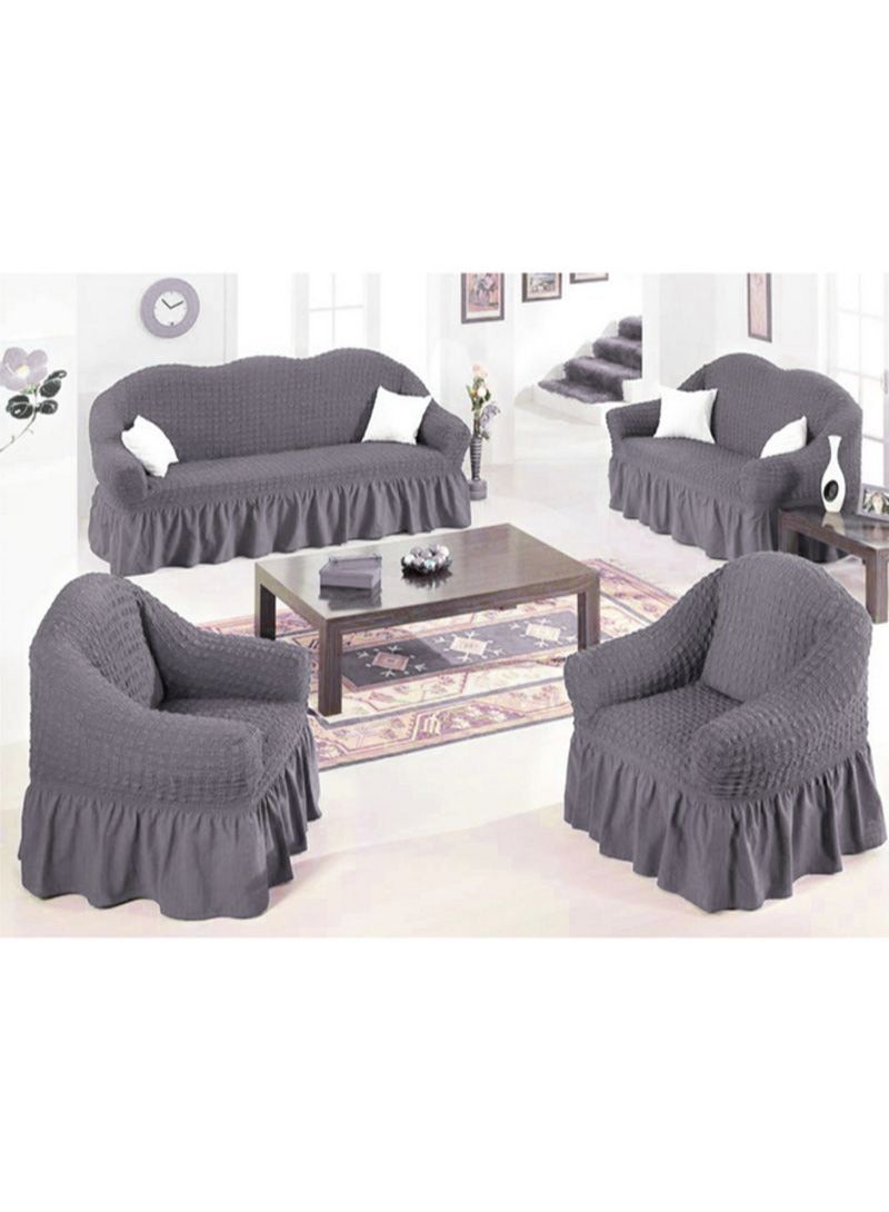 7-Seater 4-Piece Sofa Cover Set Grey