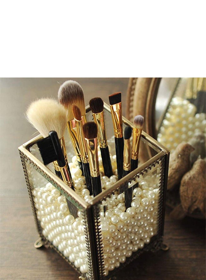 Make Up Storage With Free White Pearls Clear/Bronze 9 x 14centimeter