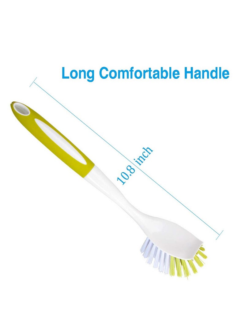 3-Piece Multi-Purpose Dish Brush Set for Kitchen & Bathroom Cleaning - Effective Scrub Brushes for Sinks, Pots, Pans, Showers, Tiles & Tubs in Yellow-Green