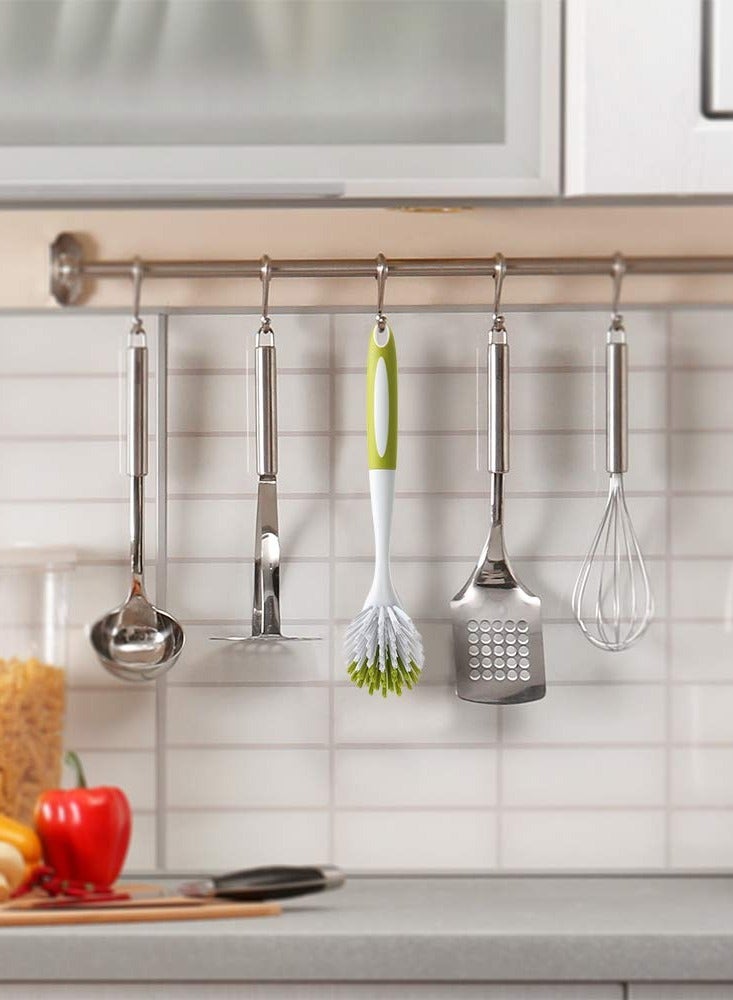 3-Piece Multi-Purpose Dish Brush Set for Kitchen & Bathroom Cleaning - Effective Scrub Brushes for Sinks, Pots, Pans, Showers, Tiles & Tubs in Yellow-Green