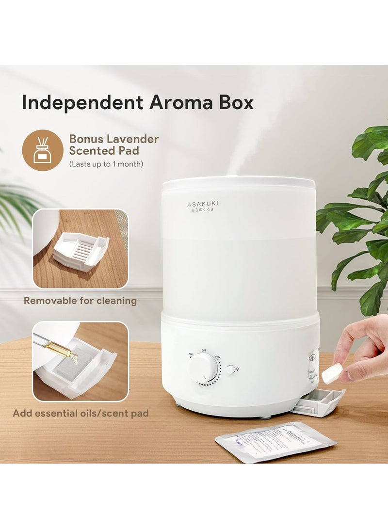 Humidifiers for Bedroom Home, 3L Top Fill Cool Mist Humidifiers for Baby Nursery & Plants, 3-IN-1 Quiet Air Humidifier, Oil Diffuser & Night Light for Large Room, Auto Shut-off, BPA-Free, 30H