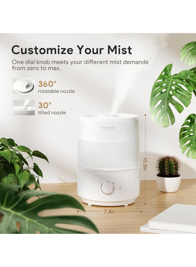 Humidifiers for Bedroom Home, 3L Top Fill Cool Mist Humidifiers for Baby Nursery & Plants, 3-IN-1 Quiet Air Humidifier, Oil Diffuser & Night Light for Large Room, Auto Shut-off, BPA-Free, 30H