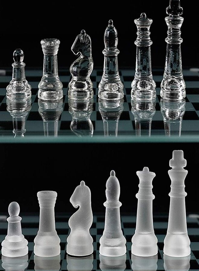 Glass Chess Set Frosted and Clear Pieces