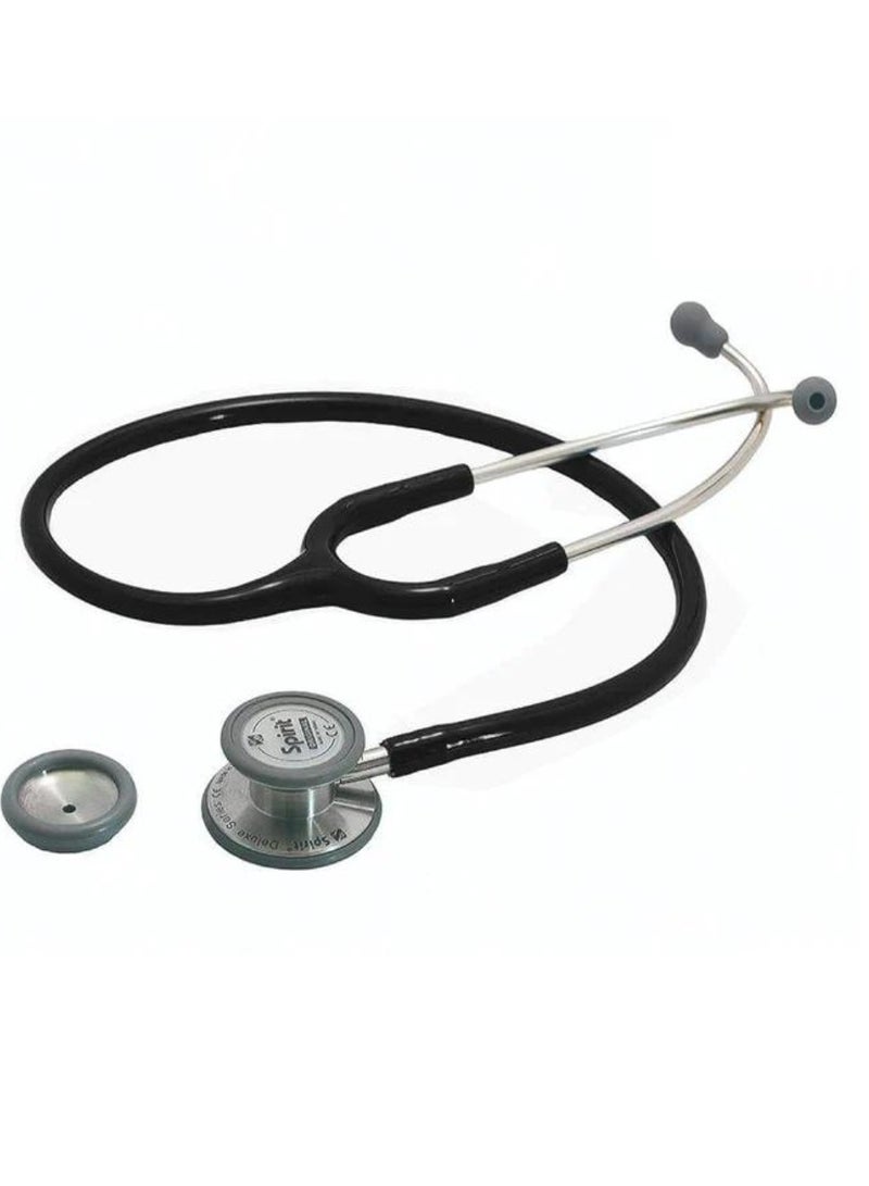 Deluxe Series Adult Dual Head Stethoscope,  Advanced Rapid Conversion Type  Chestpiece with Smoky Finish  BLACK