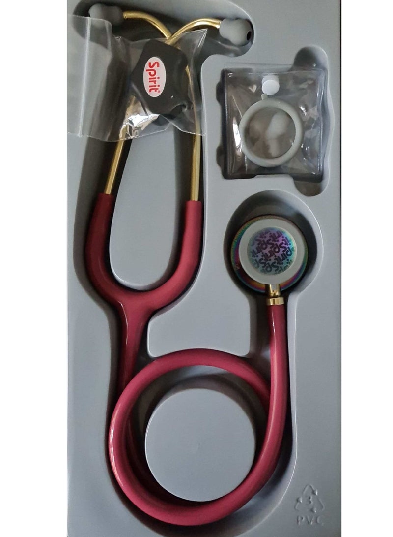 Deluxe Series Adult Dual Head Stethoscope,  Advanced Rapid Conversion Type  Chestpiece Finished with Rainbow Finish  MAGENTA