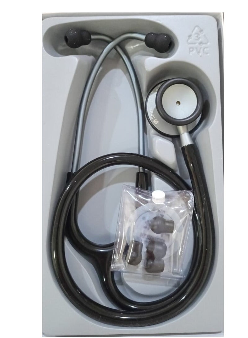 Grandeur Series Lightweight Adult Dual Head Stethoscope Titanium Finish Black