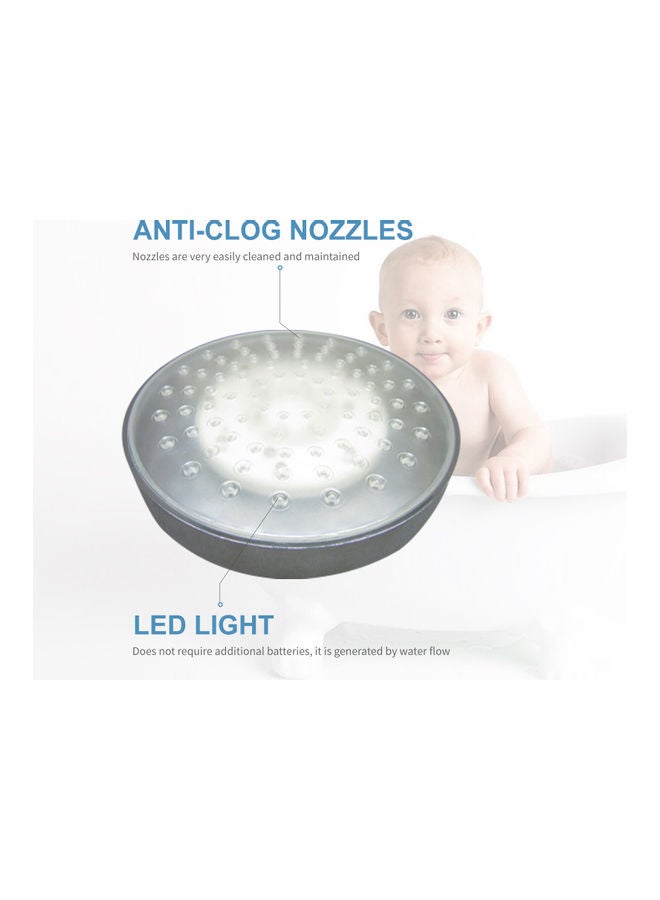 LED Shower Head With 7 Colour Flash Light Silver 15.00*10.00*15.00cm