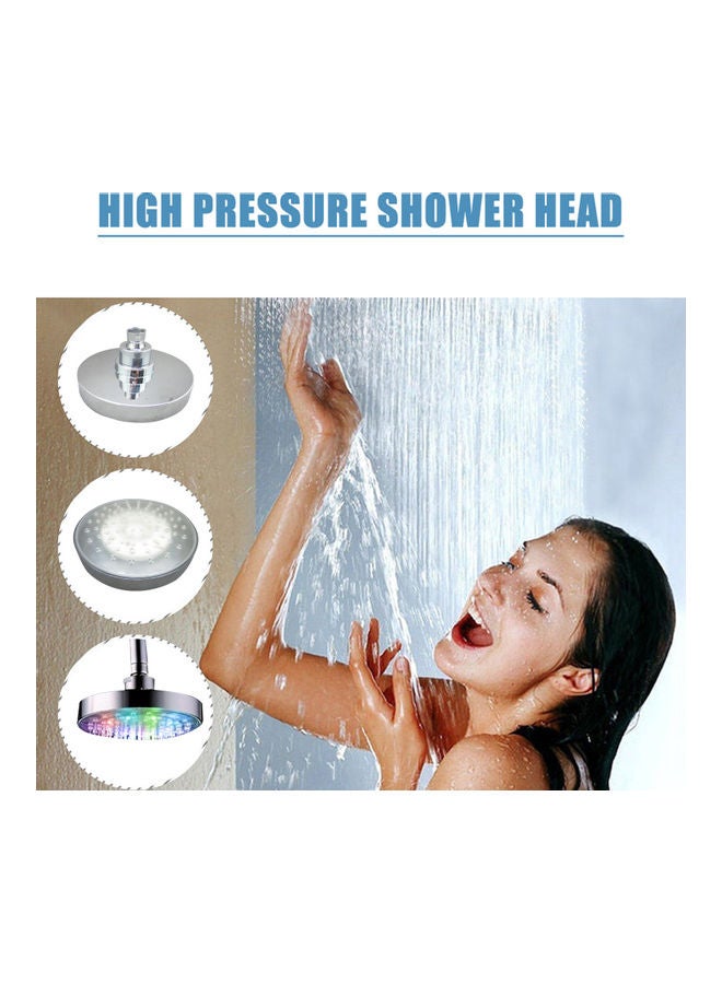 LED Shower Head With 7 Colour Flash Light Silver 15.00*10.00*15.00cm