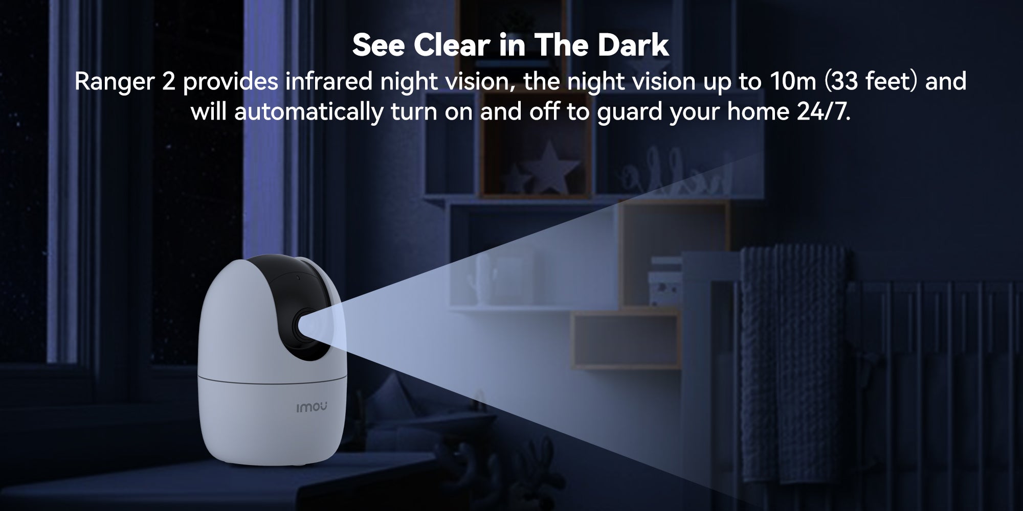 Ranger 2 Indoor WiFi 2K Live Cam, 8x Digital Zoom, Motorized Pan and Tilt with 360° Coverage View, Accurate Human and Pet Detection, Smart Night Vision (Up to 10m), Privacy Mode, Smart Tracking, Two-Way Talk, MicroSD Slot (up to 256 GB)