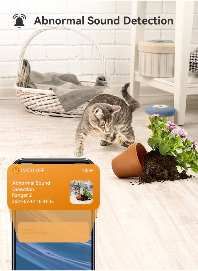 Ranger 2 Indoor WiFi 5MP QHD Live Cam, 8x Digital Zoom, Motorized Pan and Tilt with 360° Coverage View, Accurate Human and Pet Detection, Smart Night Vision (Up to 10m), Privacy Mode, Smart Tracking, Two-Way Talk, MicroSD Slot (up to 256 GB)