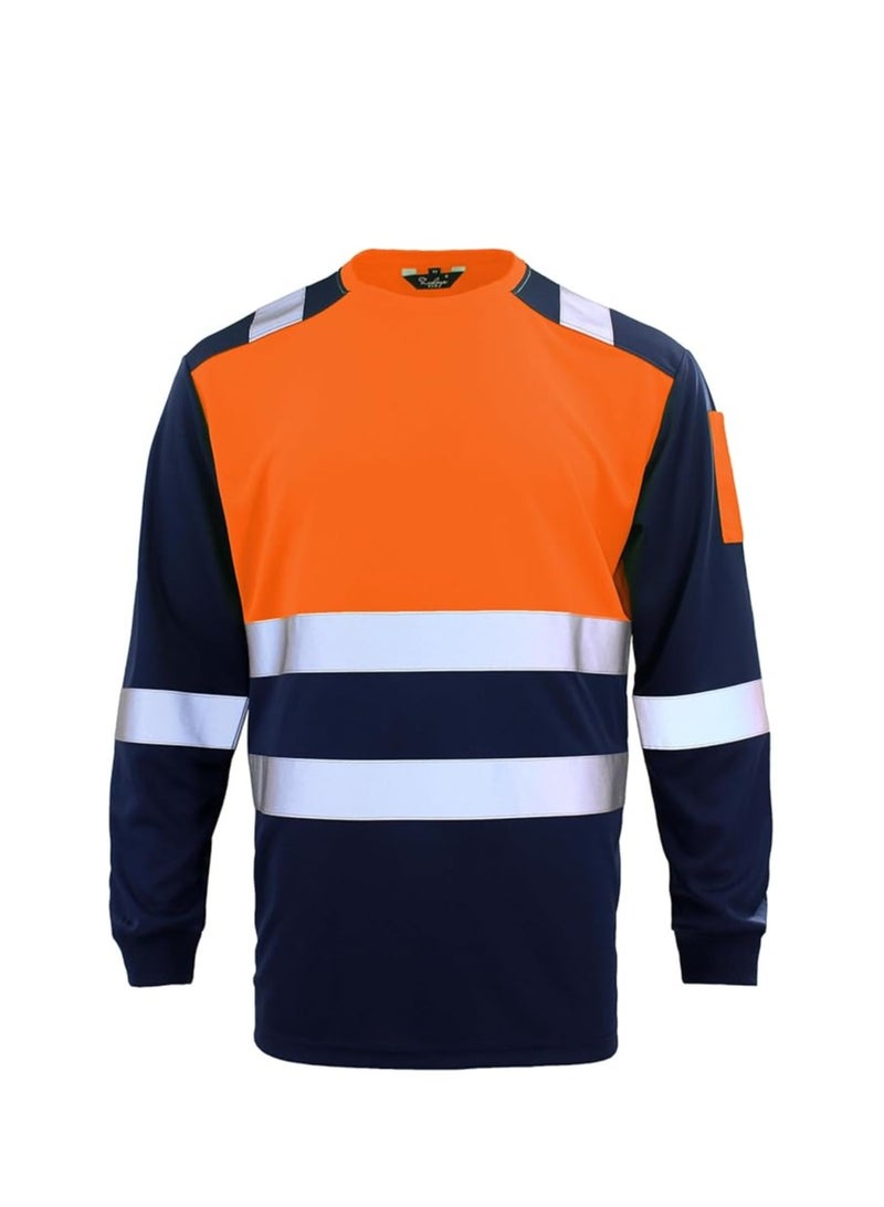 Round Neck Long Sleeve T Shirt Hi Vis Work Safety Fluorescent T Shirts