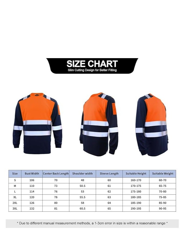 Round Neck Long Sleeve T Shirt Hi Vis Work Safety Fluorescent T Shirts