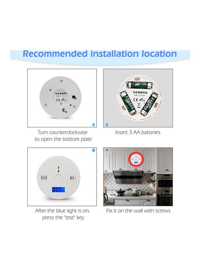 Carbon Monoxide and Alarm Sensor CO Detector White